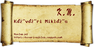 Kővári Miklós névjegykártya